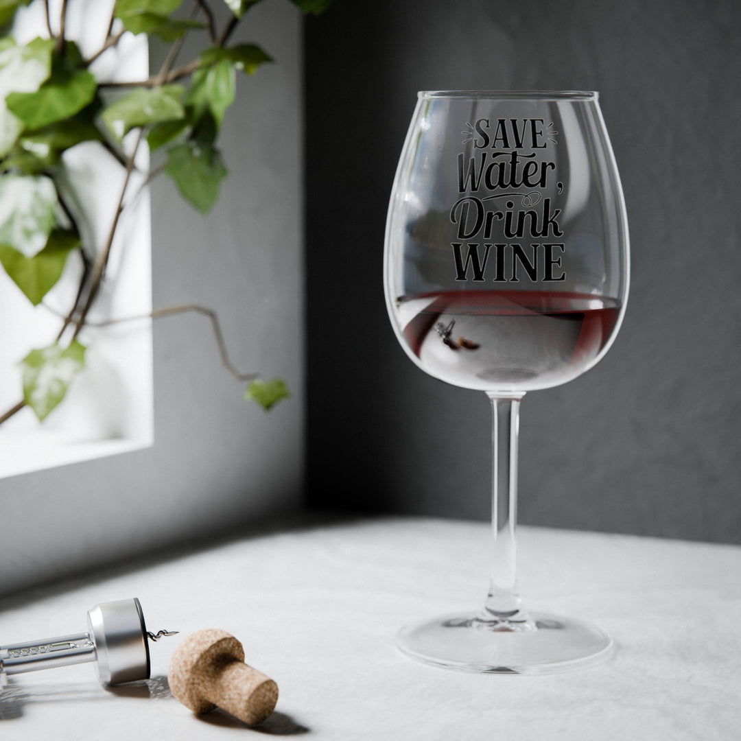 12oz Wine Glass - "Save Water Drink Wine" Funny Stemmed Glass, Gift for Wine Lovers