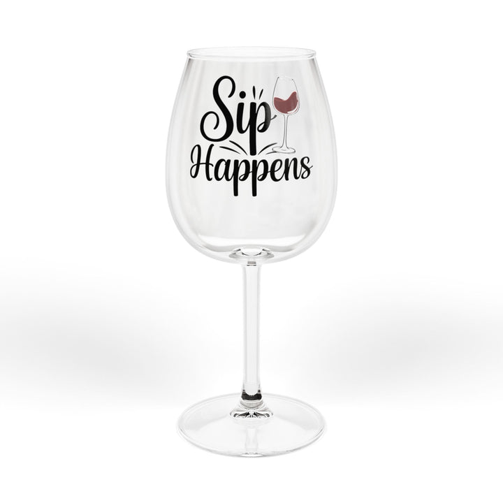 Sip Happens 12oz Wine Glass – Funny Wine Lover Stemmed Glass